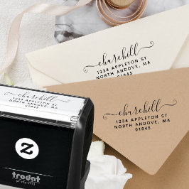 Carimbo Auto Entintado Endereço de Retorno Mínimo Moderno do Sobrenome de