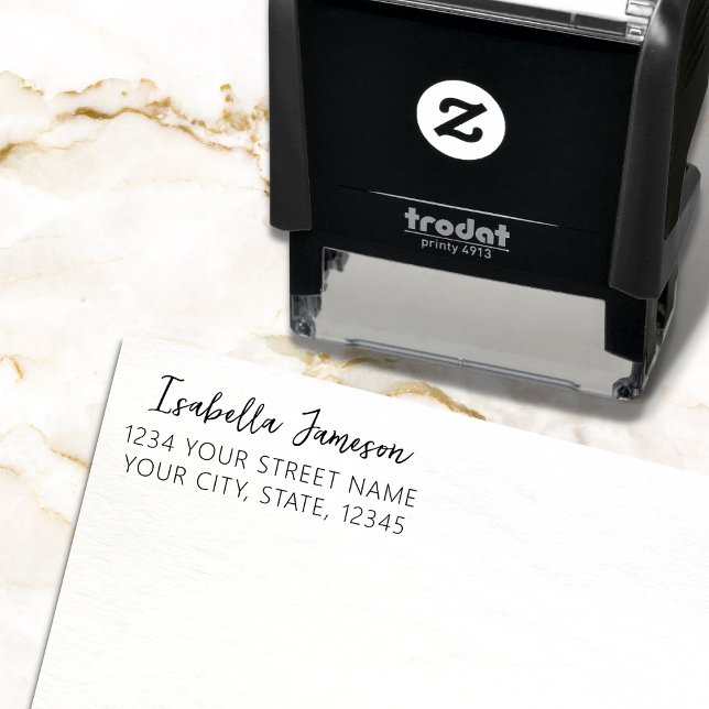 Carimbo Auto Entintado Endereço de Retorno Moderno de Script Simples (Criador carregado)