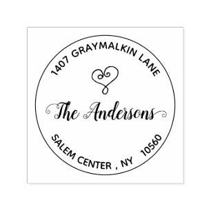 Carimbo Auto Entintado Endereço de Retorno Personalizado de Coração Arred