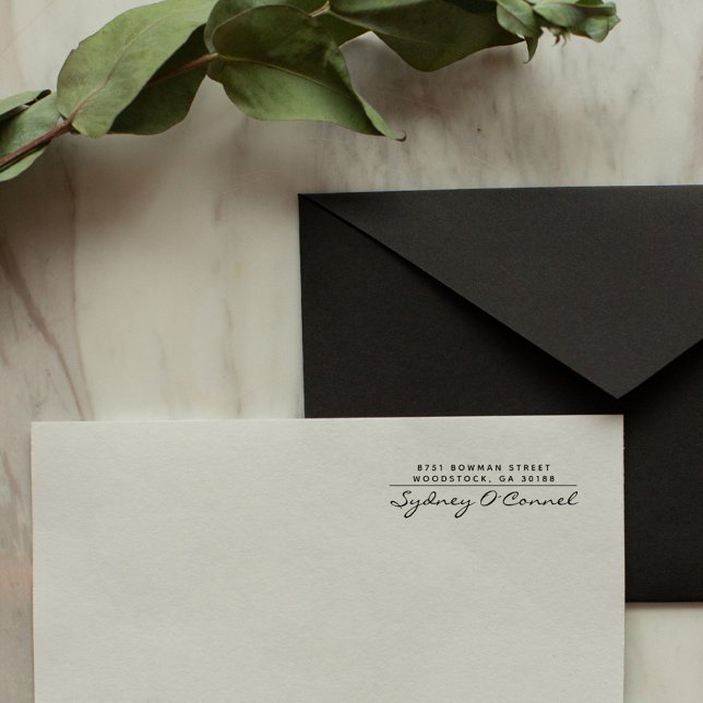 Carimbo Auto Entintado Endereço de Retorno Personalizado de Script Minima (Modern Script Custom  Elegant Professional Return Address Stamp)