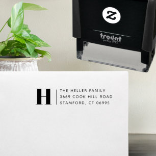 Carimbo Auto Entintado Endereço de Retorno Personalizado do Monograma Clá