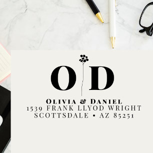 Carimbo Auto Entintado Endereço de Retorno Personalizado Elegante do Mono