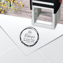 Carimbo Auto Entintado Endereço de Retorno Redondo de Escritível Moderno