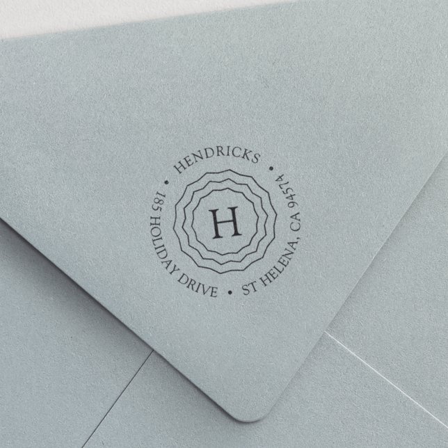 Carimbo Auto Entintado Endereço de retorno redondo do Monograma com três  (Criador carregado)