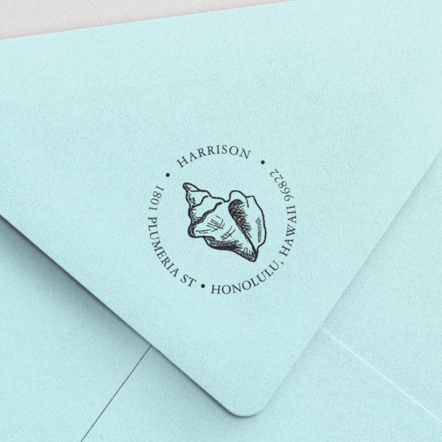 Carimbo Auto Entintado Endereço de retorno redondo do Shell Tropical Conc (Criador carregado)