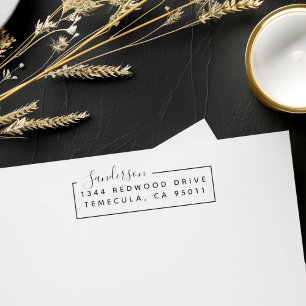 Carimbo Auto Entintado Endereço de Retorno Retangular do Sobrenome de Scr