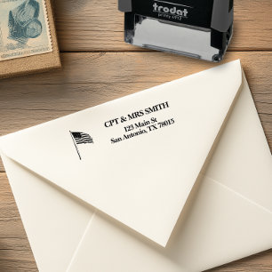 Carimbo Auto Entintado Endereço de Sinalizador Patriótico dos EUA