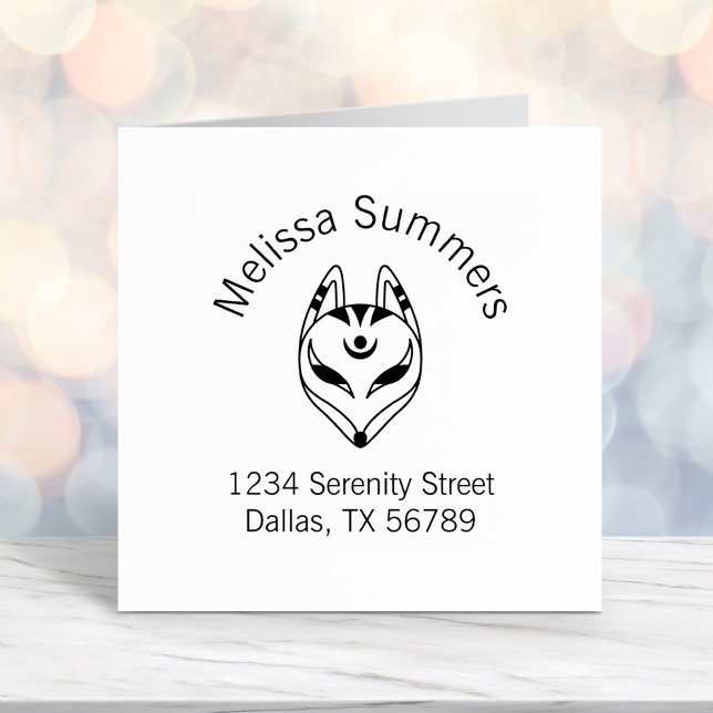 Carimbo Auto Entintado Endereço do Arch da Máscara de Kitsune Fox (Criador carregado)