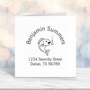 Carimbo Auto Entintado Endereço do Arco do anzol de pesca que morde o pei