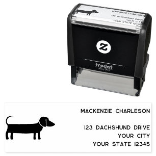 Carimbo Auto Entintado Endereço do Cão de Enchimento do Enxofre do Dachsh