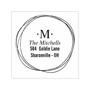 Carimbo Auto Entintado Endereço do Monograma da Excursão dos Círculos 