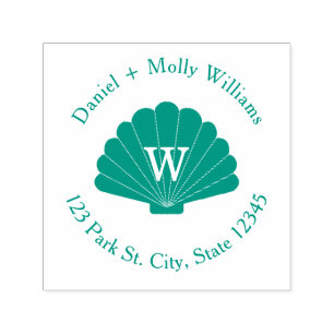 Carimbo Auto Entintado Endereço do Monograma da Seashell