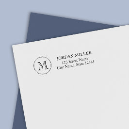 Carimbo Auto Entintado Endereço do Monograma de Borda Redonda Clássica