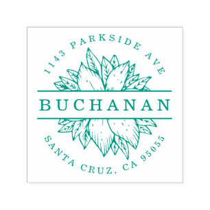 Carimbo Auto Entintado Endereço do remetente botânico circular do nome