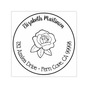 Carimbo Auto Entintado Endereço do remetente cor-de-rosa floral bonito d