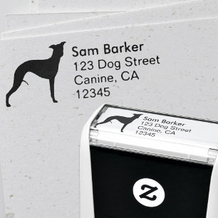 Carimbo Auto Entintado Endereço do remetente da silhueta de Whippet