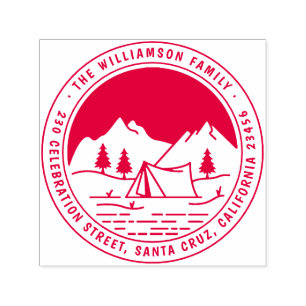 Carimbo Auto Entintado Endereço do remetente de acampamento redondo das