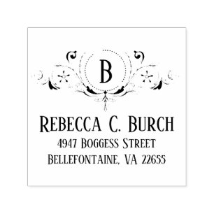 Carimbo Auto Entintado Endereço do remetente decorativo ornamentado dos