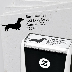 Carimbo Auto Entintado Endereço do remetente do cão do Wiener da silhue