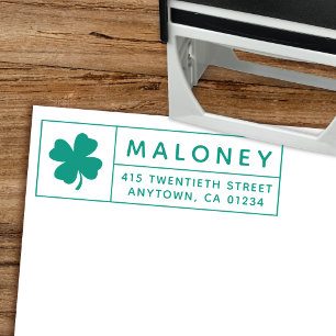 Carimbo Auto Entintado Endereço do remetente do trevo   da folha do