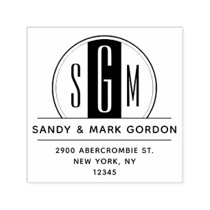 Carimbo Auto Entintado Endereço do remetente elegante do círculo do