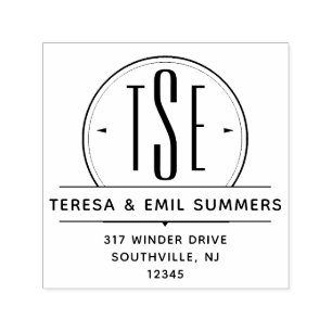 Carimbo Auto Entintado Endereço do remetente elegante do círculo do