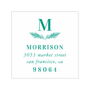 Carimbo Auto Entintado Endereço do remetente elegante do monograma do