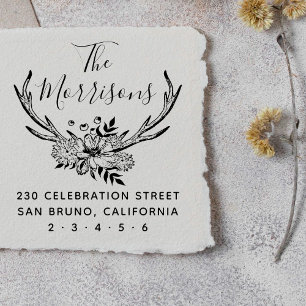 Carimbo Auto Entintado Endereço do remetente floral Handdrawn do costume