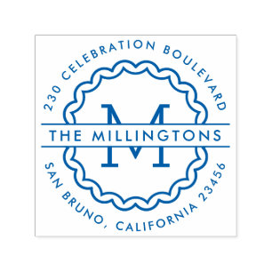 Carimbo Auto Entintado Endereço do remetente redondo feito sob encomenda