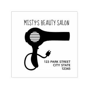 Carimbo Auto Entintado Endereço do Salão do Cabelo do Secador de Lâmpada