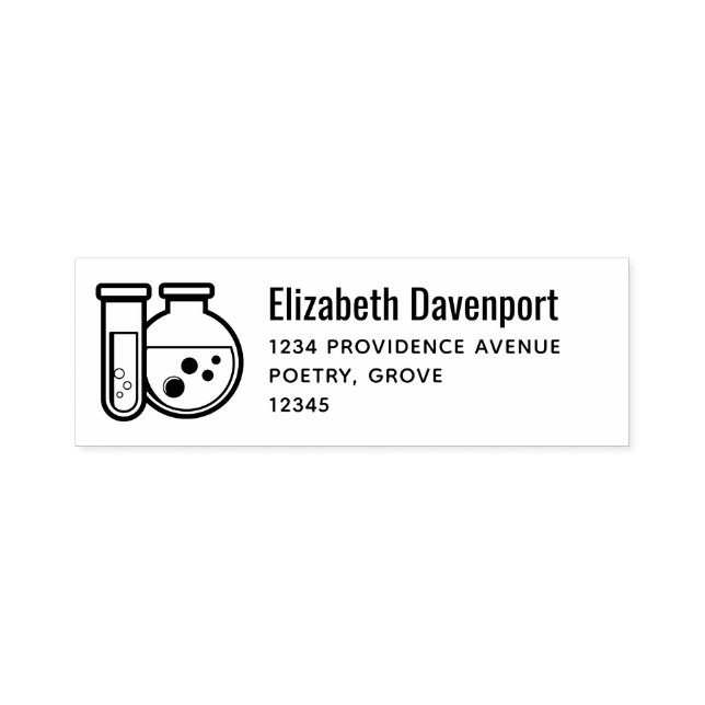 Carimbo Auto Entintado Endereço do tubo de ensaio de química e do copo (Design)