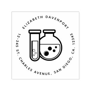 Carimbo Auto Entintado Endereço do tubo de ensaio de química e do copo