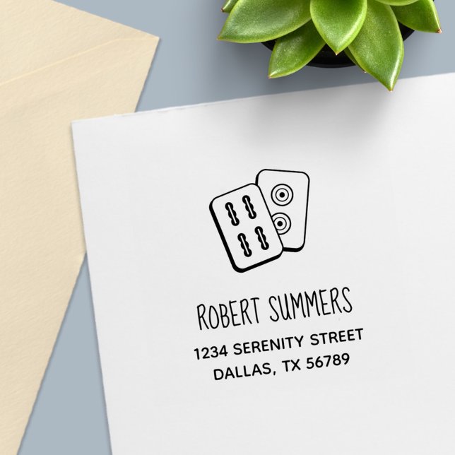 Carimbo Auto Entintado Endereço dos Azulejos de Jogo MahJong (Criador carregado)