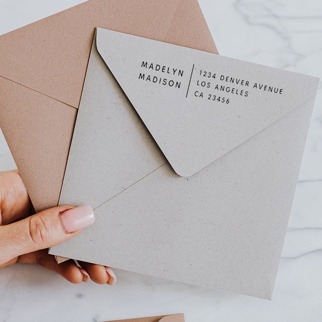 Carimbo Auto Entintado Endereço E Nome Minimalistas Modernos (Criador carregado)