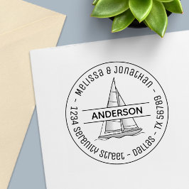 Carimbo Auto Entintado Endereço Familiar de Iate de Barco de Vela Náutico