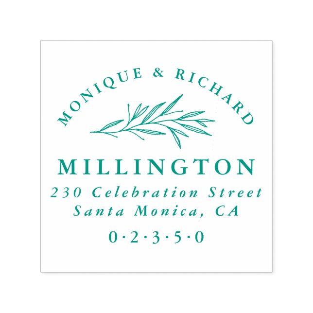 Carimbo Auto Entintado Endereço Formal de Casamento Botânico Clássico (Design)