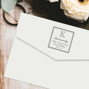 Carimbo Auto Entintado Endereço inicial de devolução do Monograma ao quad