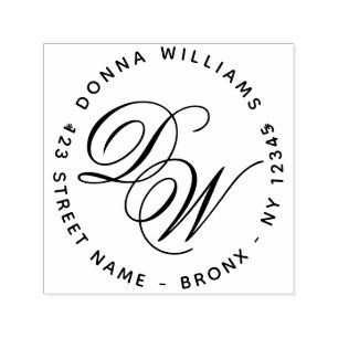 Carimbo Auto Entintado Endereço inicial do Elegant Monogramgraphy 2