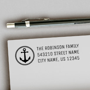 Carimbo Auto Entintado Endereço ou Texto Personalizado de Âncora do Mar