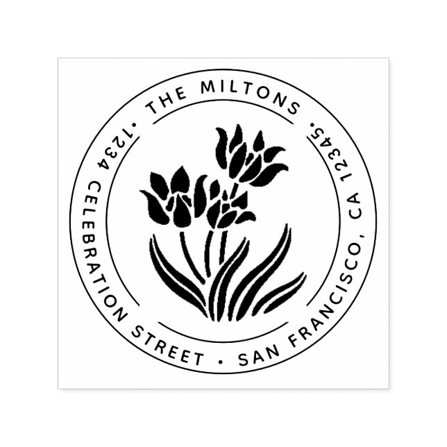 Carimbo Auto Entintado Endereço Rustic Floral Return (Design)