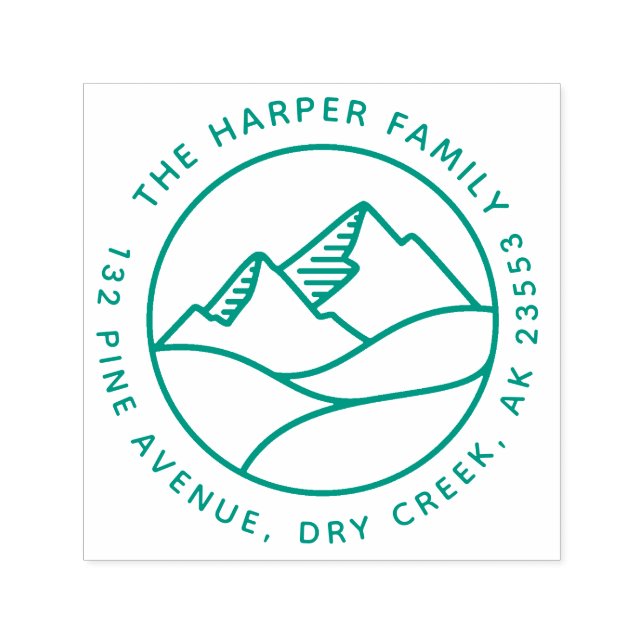 Carimbo Auto Entintado Endereço Simples da Família Paisagem Moderna de Mo (Design)