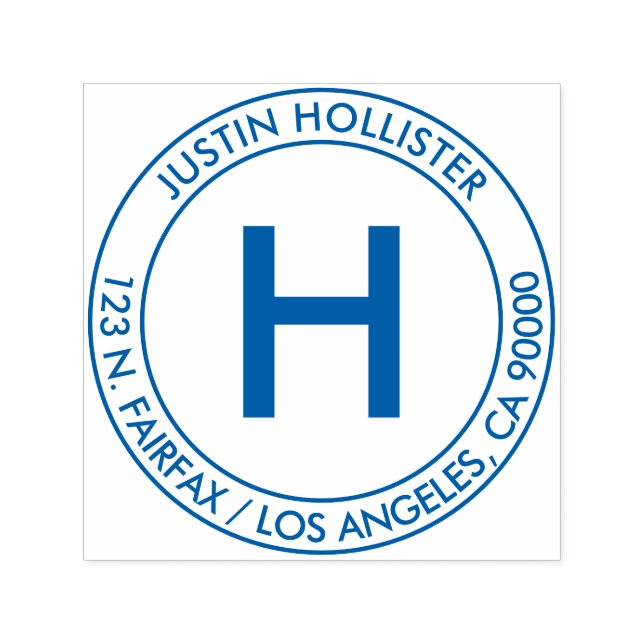 Carimbo Auto Entintado Endereço simples e Monograma inicial (Design)