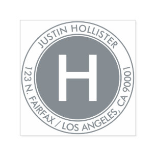 Carimbo Auto Entintado Endereço Simples e Monograma Inicial #2