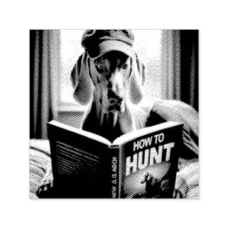 Carimbo Auto Entintado Engraçado Weimaraner lendo um livro sobre como caç