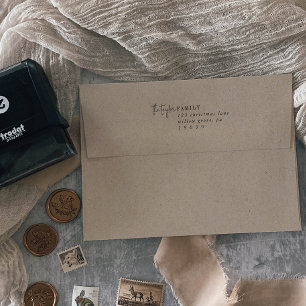 Carimbo Auto Entintado Envelope de cartão de feriado da família Chic mode