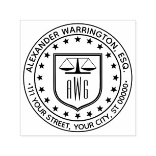 Carimbo Auto Entintado Escala do Advogado da Justiça #3 Nome Legal Endere