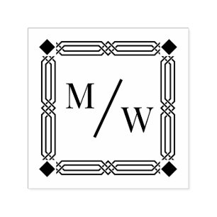 Carimbo Auto Entintado Espaçador Diagonal Monograma Inicial 2 Casal Frm A