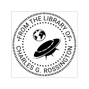 Carimbo Auto Entintado Espaçonave Alienigena com Destino à Biblioteca da 