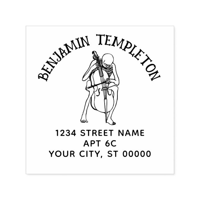 Carimbo Auto Entintado Esqueleto Gótico Reproduzindo Nome Cello Endereço  (Design)