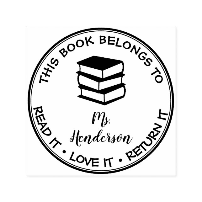 Carimbo Auto Entintado Este Livro Pertence À Biblioteca Personalizada (Design)